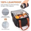17L Expandable Dual Compartment Lunch Bag, Leakproof Warmer/Cooler Lunch Tote Bag with Side Pocket&Shoulder Strap for Work, Picnic, Camping, Black