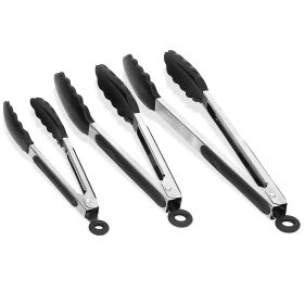 3Pcs Per Set Kitchen Tongs Stainless Steel Locking Food Tongs With Silicon Tips BBQ Cooking Grilling Locking Food Tongs High Heat Resistant 600 F