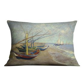 Fishing boats at Sainte Marie Cushion (Insert: With Insert, size: 14" X 14")