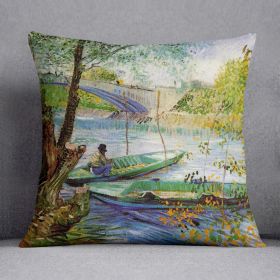 Fishing in Spring by Van Gogh Cushion (Insert: With Insert, size: 18" X 18")
