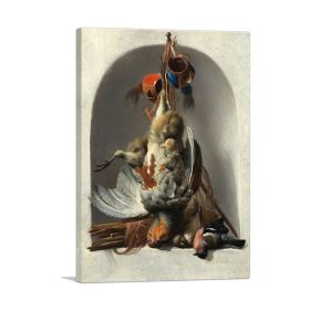 Still Life with Birds and Hunting Gear in a Niche 1633 (Type: Standard Framed Canvas Print, size: 28" x 20" / 70cm x 50cm (approx))