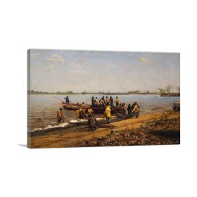 Shad Fishing Gloucester Delaware River 1881 (Type: Standard Framed Canvas Print, size: 16" x 12" / 42cm x 30cm (approx))