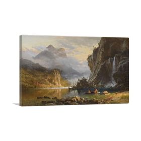 Indians Spear Fishing 1862 (Type: Standard Framed Canvas Print, size: 32" x 24" / 80cm x 60cm (approx))