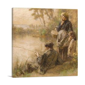 Fishing Family (Type: Standard Framed Canvas Print, size: 30" x 30" / 70cm x 70cm (approx))