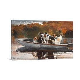 Hunting Dogs in Boat - Waiting for the Start 1889 (Type: Standard Framed Canvas Print, size: 12" x 8" / 30cm x 20cm (approx))