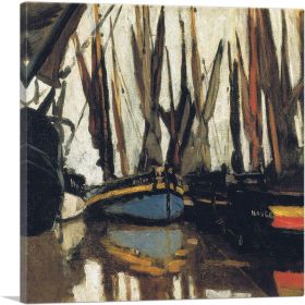 Fishing Boats at Honfleur (Type: Standard Framed Canvas Print, size: 24" x 24" / 60cm x 60cm (approx))
