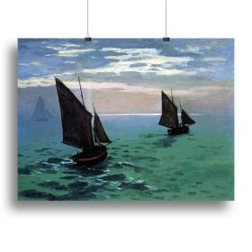 Le Havre exit the fishing boats from the port by Monet Canvas Print or Poster (Type: Standard Framed Canvas Print, size: 24" x 16" / 60cm x 40cm (approx))
