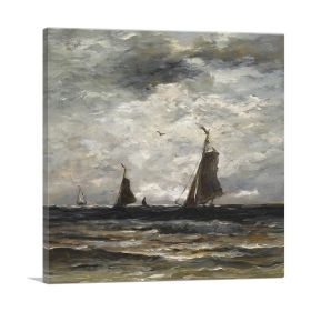 Dutch Fishing Vessels At Sea 1904 (Type: Standard Framed Canvas Print, size: 16" x 16" / 42cm x 42cm (approx))