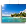 Art Caribbean beach with fishing boat Canvas Print or Poster